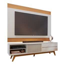 Rack Bancada Veneza com Painel Nilo Off White Matte/Freijó para TV até 75” - Colibri Rack Bancada Veneza com Painel Nilo Off White Matte/Freijó para TV até 75” - Colibri