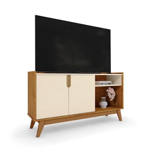 Rack Bancada Vitória Canela/Off White para TV até 55” - Mobler