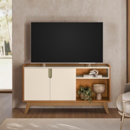 Rack Bancada Vitória Canela/Off White para TV até 55” - Mobler