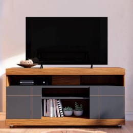 Rack Bancada Yara Noce Milano/Preto Fosco para TV até 47” - Colibri Rack Bancada Yara Noce Milano/Preto Fosco para TV até 47” - Colibri
