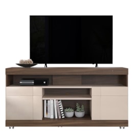 Rack Bancada Yara Nogueira Real/Off White para TV até 47” - Colibri Rack Bancada Yara Nogueira Real/Off White para TV até 47” - Colibri