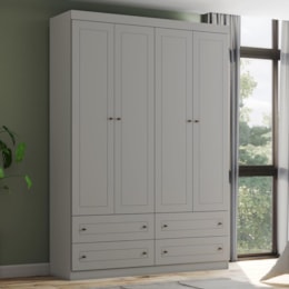 Roupeiro Americano 04 Portas Cinza - Móveis Henn