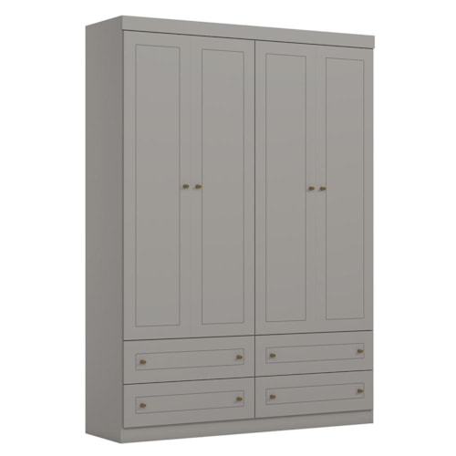 Roupeiro Americano 04 Portas Cinza - Móveis Henn
