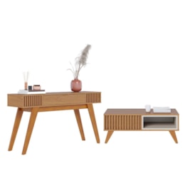 Sala de Estar com Aparador Rivieira e Mesa de Centro Jeri Freijó/Off White Matte - Colibri Sala de Estar com Aparador Rivieira e Mesa de Centro Jeri Freijó/Off White Matte - Colibri