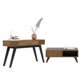 Sala de Estar com Aparador Rivieira e Mesa de Centro Jeri Noce Milano/Preto - PR Móveis   Sala de Estar com Aparador Rivieira e Mesa de Centro Jeri Noce Milano/Preto - PR Móveis