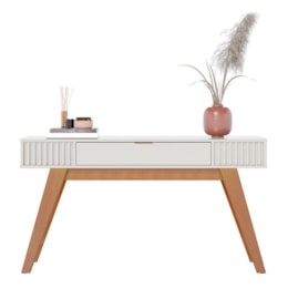 Sala de Estar com Aparador Rivieira e Mesa de Centro Jeri Off White/Freijó - PR Móveis   Sala de Estar com Aparador Rivieira e Mesa de Centro Jeri Off White/Freijó - PR Móveis