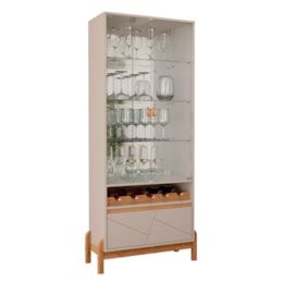 Sala de Jantar Bari com Cristaleira e Aparador Bar Off White/Cedro - Casa D Sala de Jantar Bari com Cristaleira e Aparador Bar Off White/Cedro - Casa D