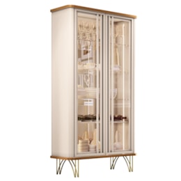 Sala de Jantar com Cristaleira Évora e Balcão Buffet Benvenuto Off White/Cinamomo - HB Móveis