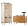 Sala de Jantar com Cristaleira Évora e Balcão Buffet Benvenuto Off White/Cinamomo - HB Móveis