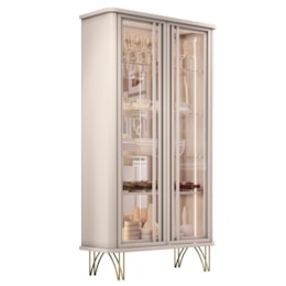 Sala de Jantar com Cristaleira Évora e Balcão Buffet Benvenuto Off White - HB Móveis