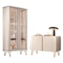 Sala de Jantar com Cristaleira Évora e Balcão Buffet Benvenuto Off White - HB Móveis