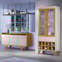 Sala de Jantar com Cristaleira Ópera e Buffet Aparador Sollare Off White/Cinamomo - HB Móveis
