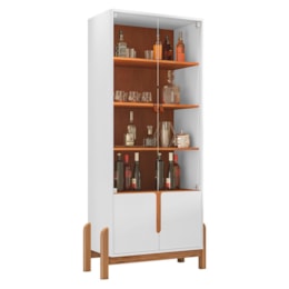 Sala de Jantar Lizz com Cristaleira e Buffet Aparador 4 Portas Branco/Cedro - Casa D Sala de Jantar Lizz com Cristaleira e Buffet Aparador 4 Portas Branco/Cedro - Casa D