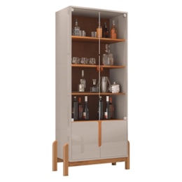Sala de Jantar Lizz com Cristaleira e Buffet Aparador 4 Portas Off White/Cedro - Casa D Sala de Jantar Lizz com Cristaleira e Buffet Aparador 4 Portas Off White/Cedro - Casa D