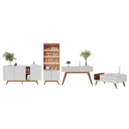 Sala de Jantar Noronha Buffet, Cristaleira, Aparador e Mesa de Centro Off White Matte/Freijó - Colibri Sala de Jantar Noronha Buffet, Cristaleira, Aparador e Mesa de Centro Off White Matte/Freijó - Colibri