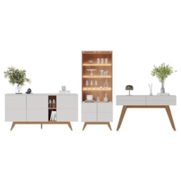 Sala de Jantar Noronha Buffet, Cristaleira e Aparador Off White Matte/Freijó - Colibri Sala de Jantar Noronha Buffet, Cristaleira e Aparador Off White Matte/Freijó - Colibri