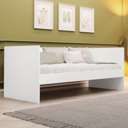 Sofá Cama Solteiro Nino Branco Fosco com Colchão Light D33 - Reller Móveis - Reller Móveis