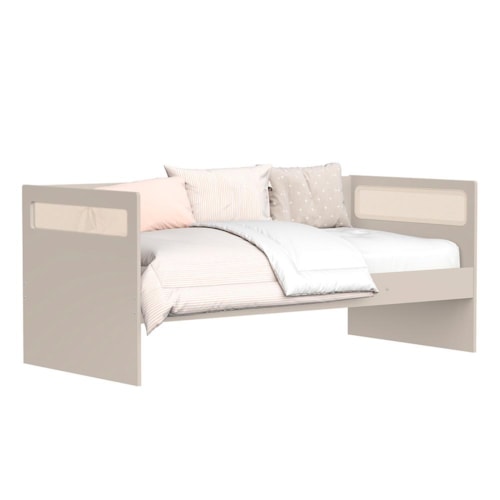 Sofá Cama Solteiro Ollie Areia Fosco com Colchão Light D33 - Reller Móveis