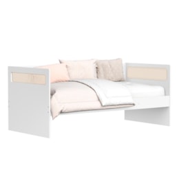 Sofá Cama Solteiro Ollie Branco Fosco com Colchão Supreme D33 - Reller Móveis  Sofá Cama Solteiro Ollie Branco Fosco com Colchão Supreme D33 - Reller Móveis