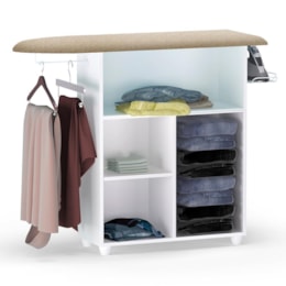 Tábua de Passar Roupa Mariana com Balcão 1 Porta Branco/Preto - AJL Móveis Tábua de Passar Roupa Mariana com Balcão 1 Porta Branco/Preto - AJL Móveis