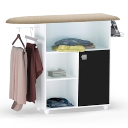 Tábua de Passar Roupa Mariana com Balcão 1 Porta Branco/Preto - AJL Móveis Tábua de Passar Roupa Mariana com Balcão 1 Porta Branco/Preto - AJL Móveis