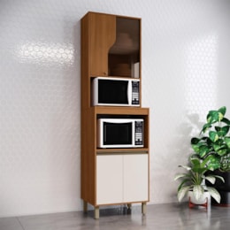 Torre Quente 2 Fornos Venaly Cinamomo/Off White com Vidro Reflecta - Móveis Henn