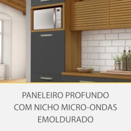 Torre Quente Princesa 64cm 1 Forno 2 Portas e 3 Gavetas Freijó/Grafite - Nesher 