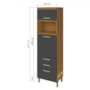 Torre Quente Princesa 64cm 1 Forno 2 Portas e 3 Gavetas Freijó/Grafite - Nesher 
