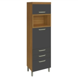 Torre Quente Princesa 64cm 1 Forno 2 Portas e 3 Gavetas Freijó/Grafite - Nesher 