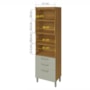 Torre Quente Princesa 64cm 1 Forno 2 Portas e 3 Gavetas Freijó/Off White - Nesher 