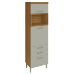 Torre Quente Princesa 64cm 1 Forno 2 Portas e 3 Gavetas Freijó/Off White - Nesher 
