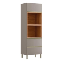 Torre Quente Proença 70cm 2 Fornos 2 Portas Basculantes e 1 Gaveta Nogueira Touch/Nude Prime TX - Demartêz